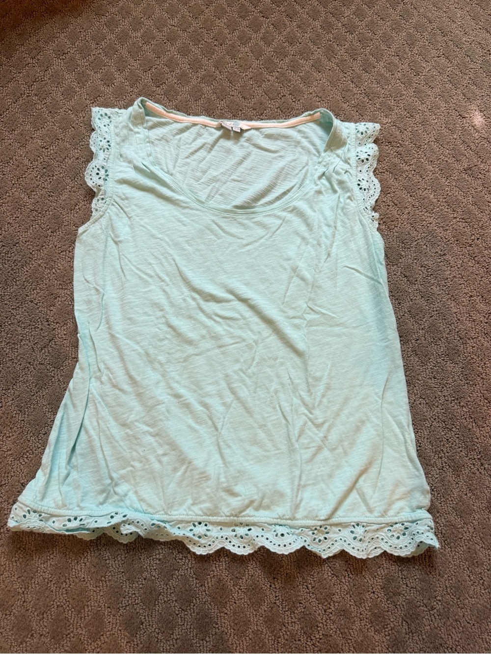Boden Mint Lace-Trim Sleeveless Tank